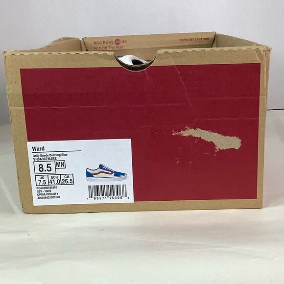 New! VANS WARD SKATE SHOES Rally Suede Blu/Wt/Blk Lace Tie Low Top Men Sz 8.5 - Picture 10 of 10